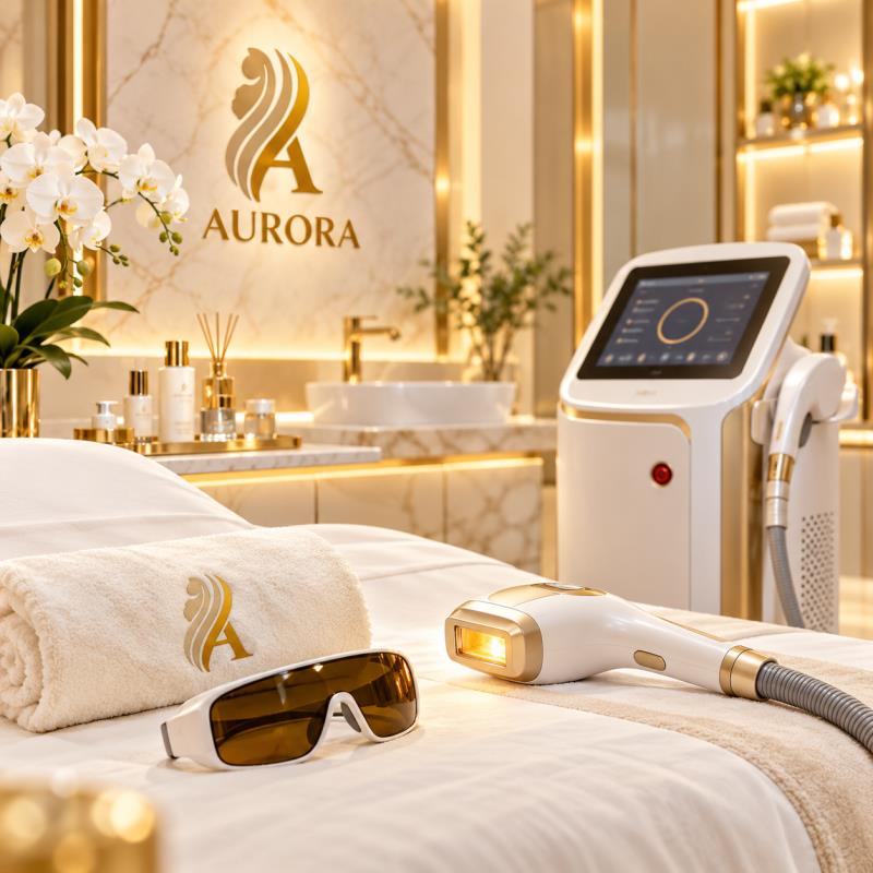 Aesthetic treatment room and equipment at Aurora Clinic.