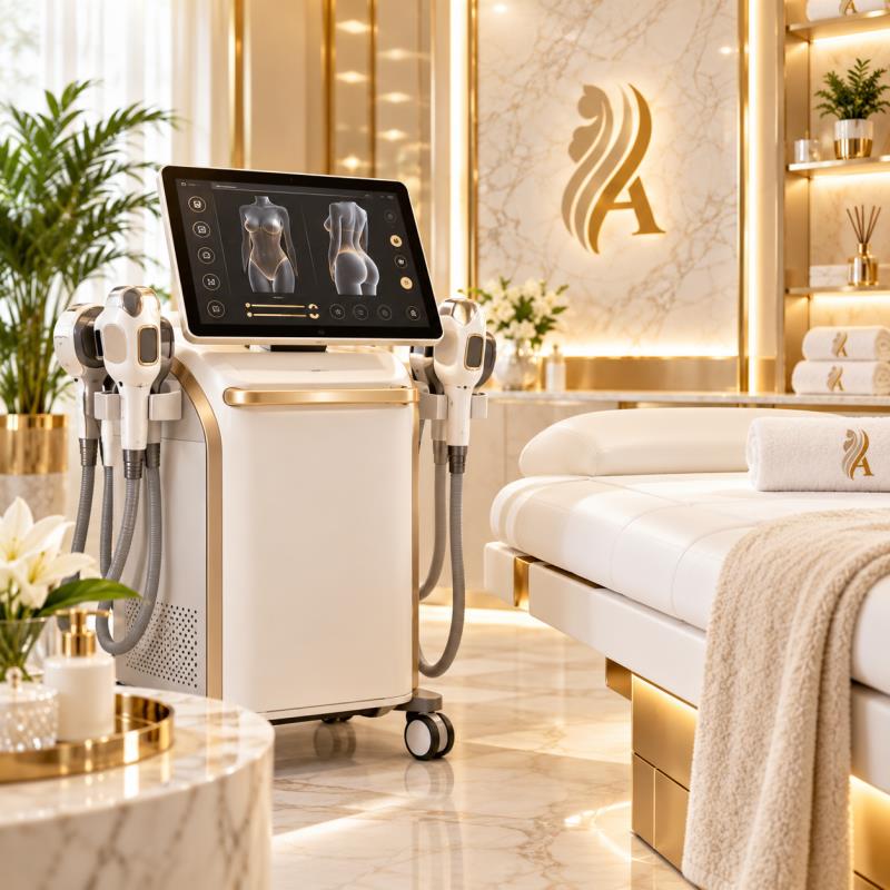 Aesthetic treatment room and equipment at Aurora Clinic.