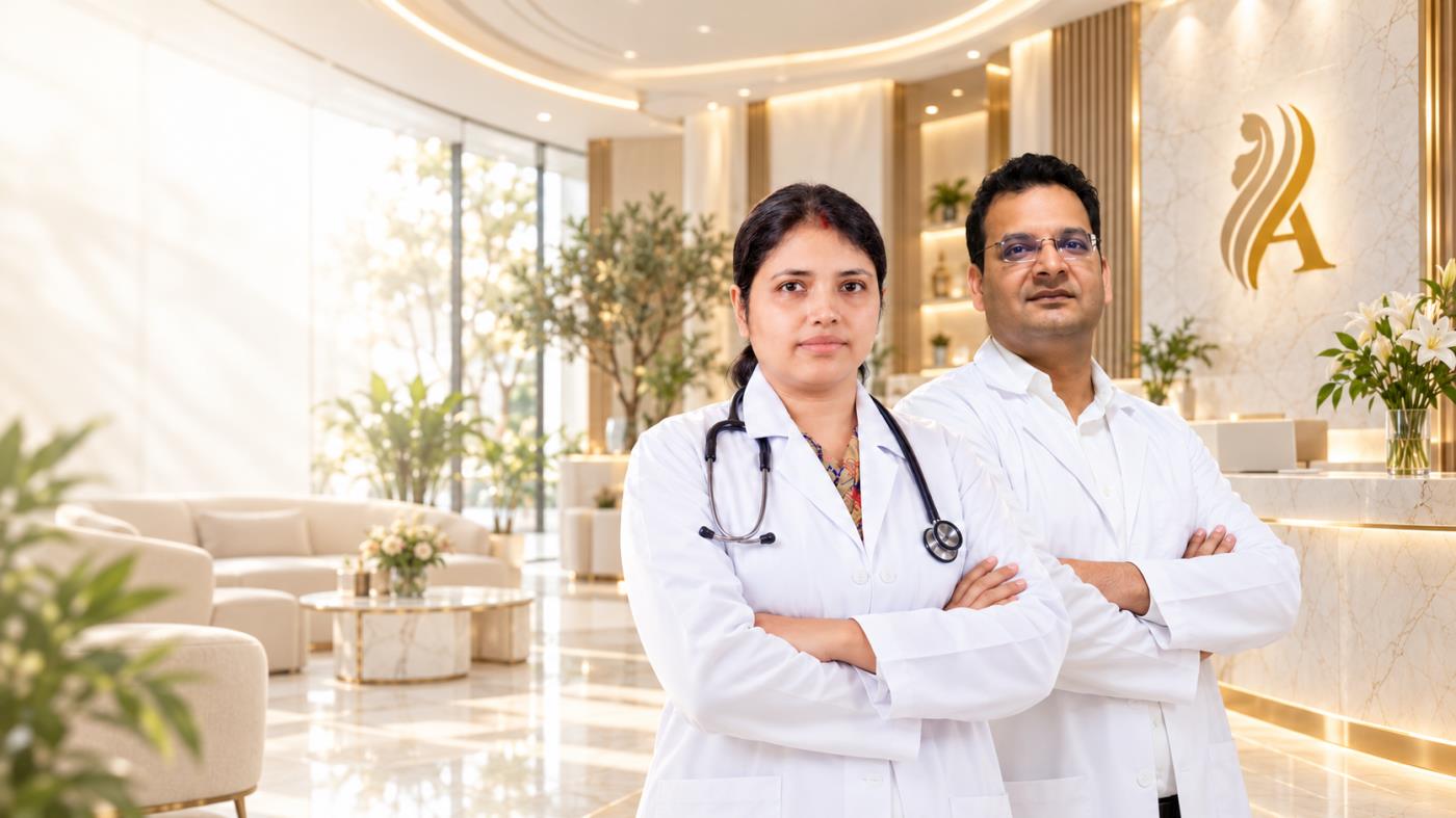 Aurora Clinic doctors in a bright, modern clinic