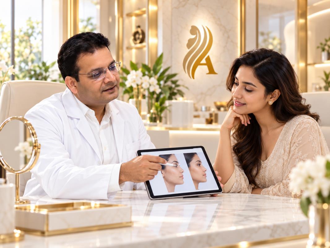 A doctor discussing facial treatment options with a patient